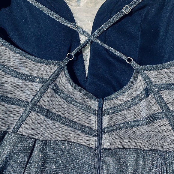 Metallic Blue Formal Evening Gown - Picture 9 of 12